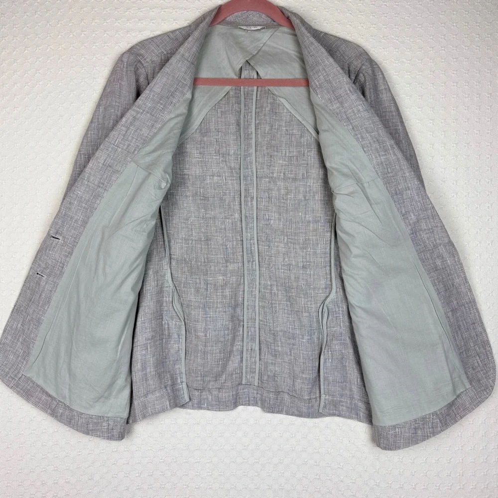 Poetry Linen Glen Plaid Check Blazer Professional Women US 14 EU 46 Quiet Luxury
